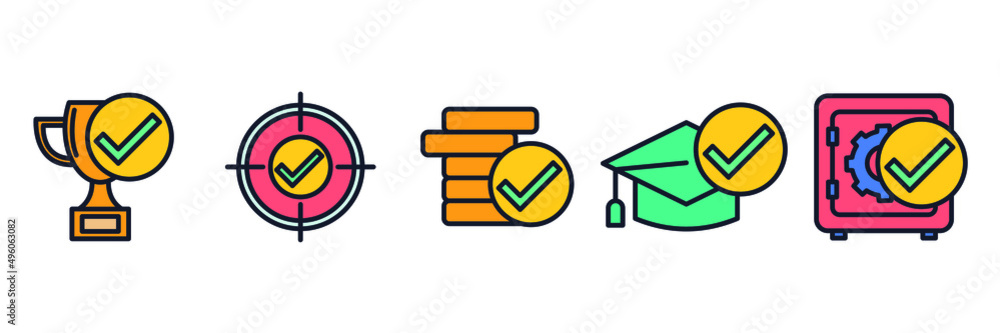 Poster check mark set icon symbol template for graphic and web design collection logo vector illustration