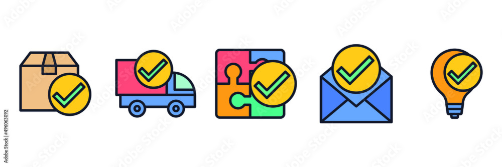 Poster check mark set icon symbol template for graphic and web design collection logo vector illustration