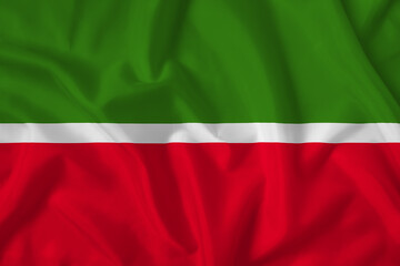 Tatarstan flag with fabric texture. Close up shot, background