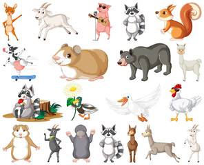 Obraz na płótnie Canvas Set of different kids of animals