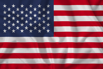 United States flag with fabric texture. Close up shot, background