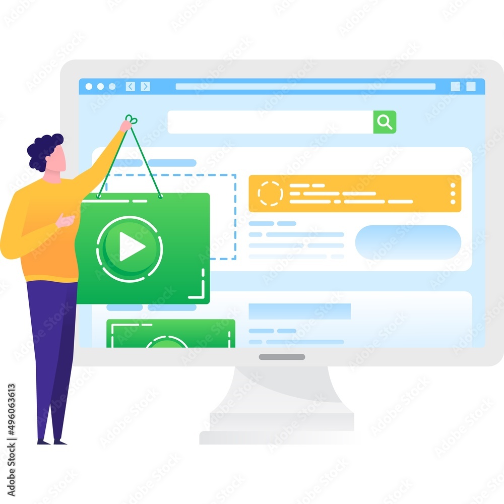 Aufkleber man create site software and new idea icon vector