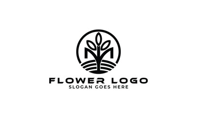 Minimalist Circle Flower Logo Template Design