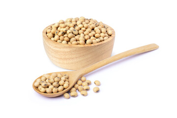 wooden spoon with soybeans