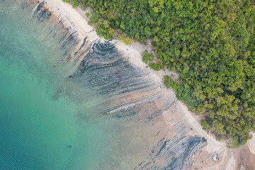 Volcaniclastic sedimentary rock in  Geo Park, Lai Chi Chong, Hong Kong