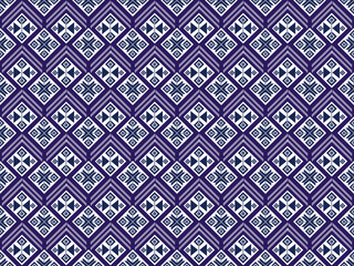 thai handcraft style Thai fabric pattern Khid pattern traditon thailand culture in blue background seamless pattern vector