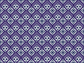 thai handcraft style Thai fabric pattern Khid pattern traditon thailand culture in blue background seamless pattern vector