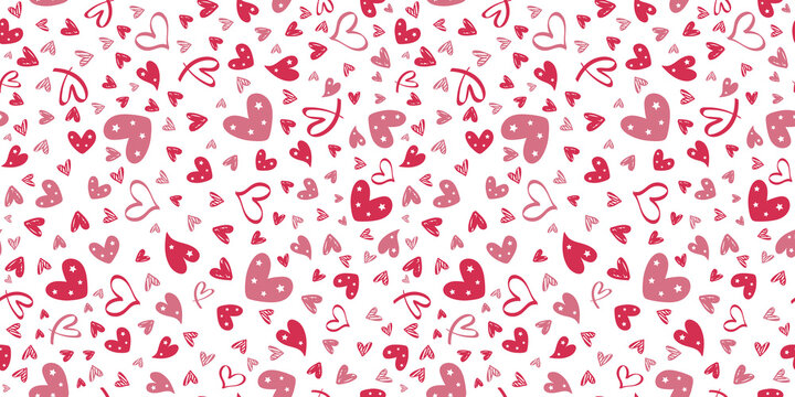 doodle red heart seamless pattern for valentine day gift paper