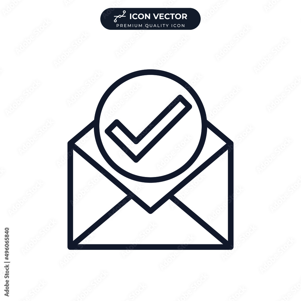 Poster email and check marks icon symbol template for graphic and web design collection logo vector illustr