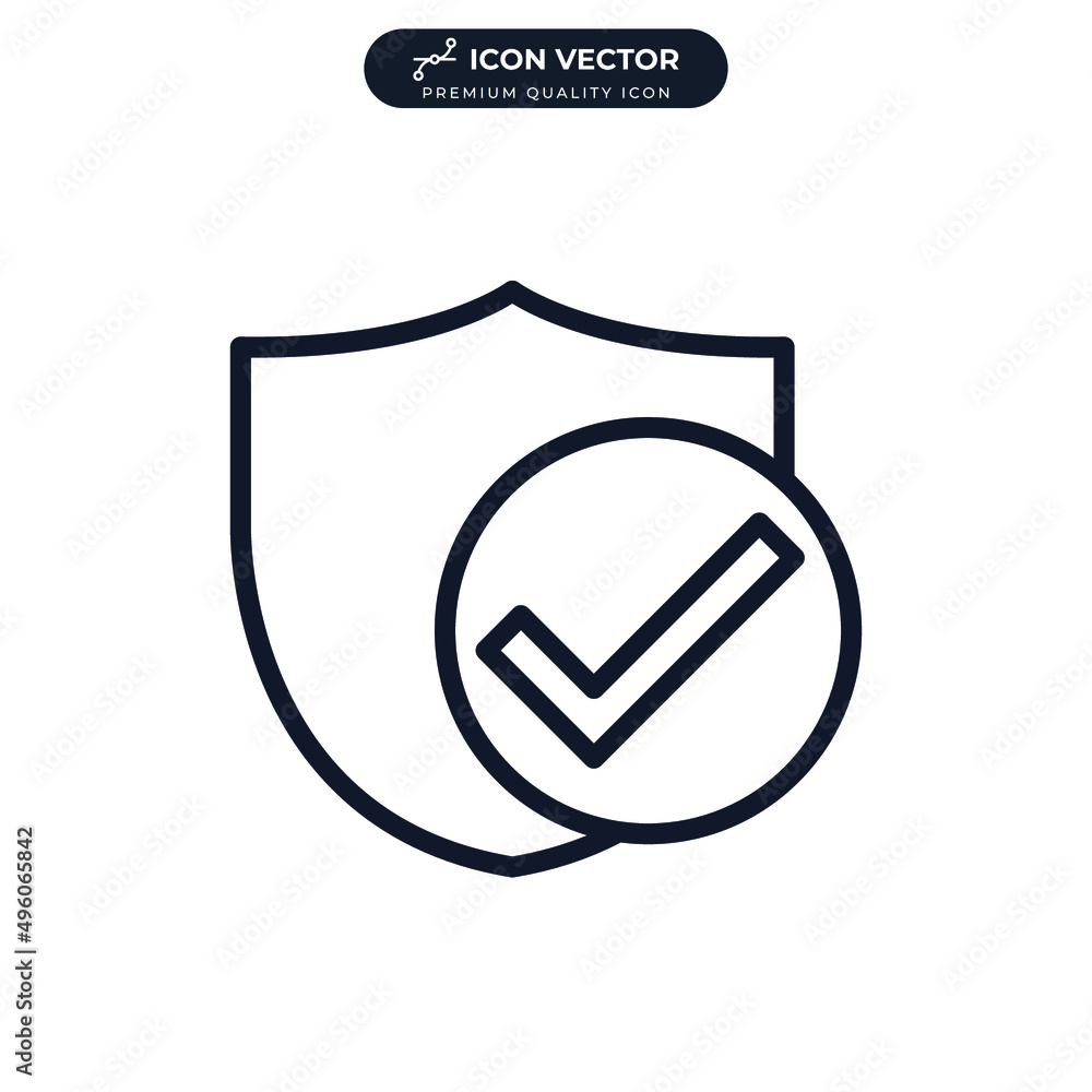 Poster shield and check marks icon symbol template for graphic and web design collection logo vector illust