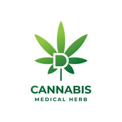 letter D cannabis logo design