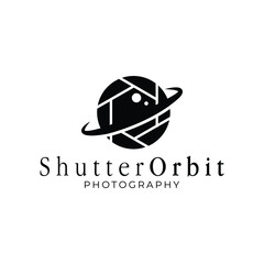 Orbit with Shutter Lens Hexagon aperture for Photography Logo design Photographer