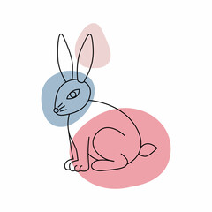 Easter line art with a hare