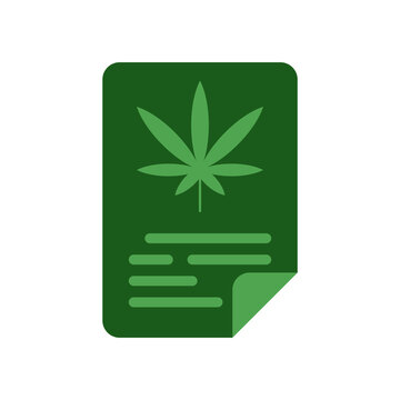 Vector icon of cannabis prescription. Medical weed
