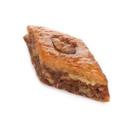 Delicious turkish baklava on white background. Eastern sweets
