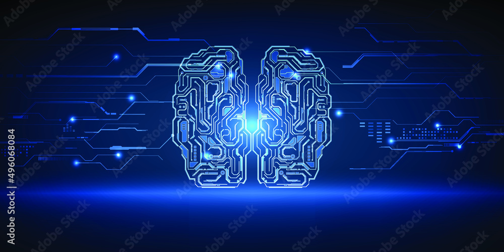 Poster vector illustrations of artificial intelligence the simulation of human to machines automation progr