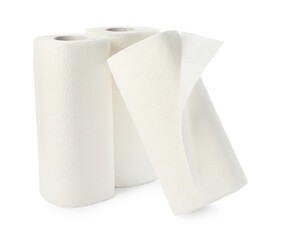 Rolls of paper towels isolated on white