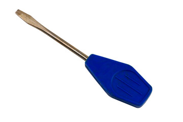 Screwdriver. Blue. Close-up. Isolated on a white background.