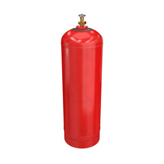 Red gas cylinder on a white background, 3d render