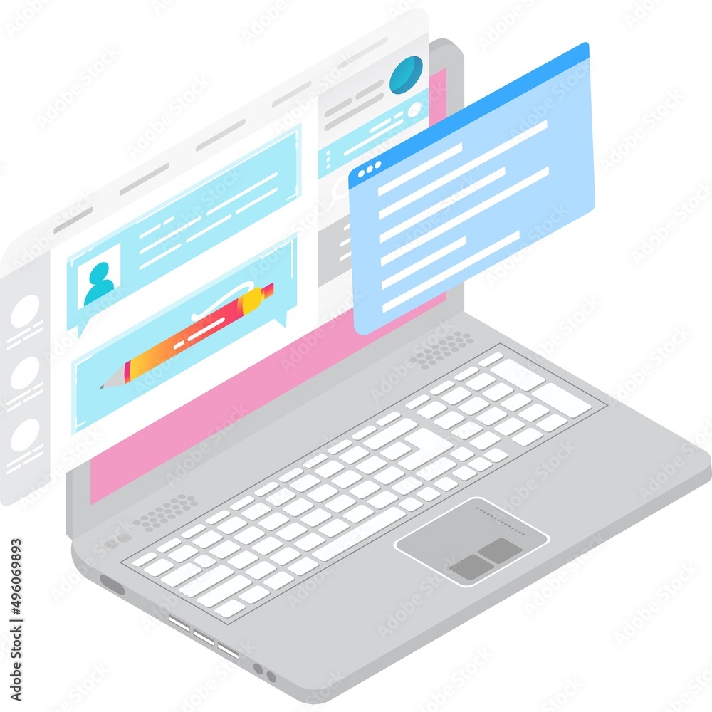 Aufkleber write email message on laptop vector 3d icon