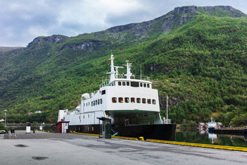 small passenger ferry in fjord. Norway