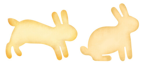 Set easter yellow bunny silhouettes texture illustration. Party garland template