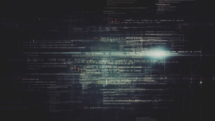 Futuristic cryptographic matrix blockchain data simulation, performing analytic computational mining concept