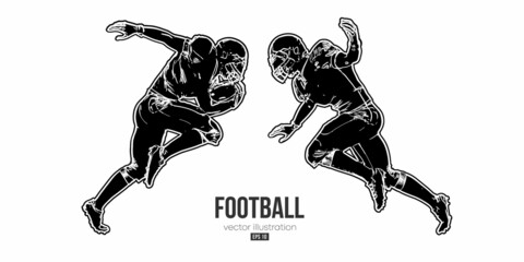 Abstract silhouette of a NFL american football player man in action isolated white background. Vector illustration © Yevheniia
