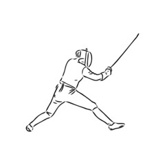 Fencing competition brush sketch drawing fencing vector