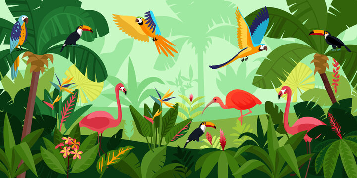 Fototapeta Flat Jungle Composition