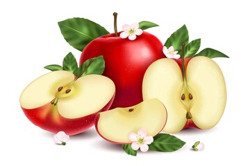 Realistic Apples Composition