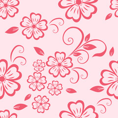 Seamless pattern flower graphic on pink colour background