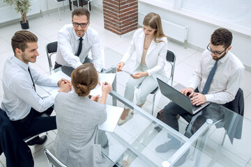 business team in the workplace in a modern office.
