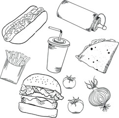 mural-wallpaper- restaurant | fast food icons set