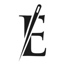 Initial Letter E Tailor Logo, Needle and Thread Combination for Embroider, Textile, Fashion, Cloth, Fabric Template