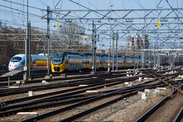 Amsterdam, Netherlands, March 2022. The busy central station in Amsterdam, the Netherlands.