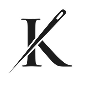 Initial Letter K Tailor Logo, Needle and Thread Combination for Embroider, Textile, Fashion, Cloth, Fabric Template