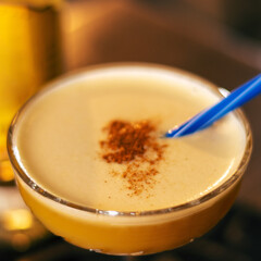alcohol drink with coffee creme square