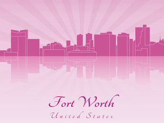Obraz premium Fort Worth skyline in purple radiant orchid