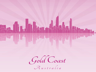 Gold Coast skyline in purple radiant orchid