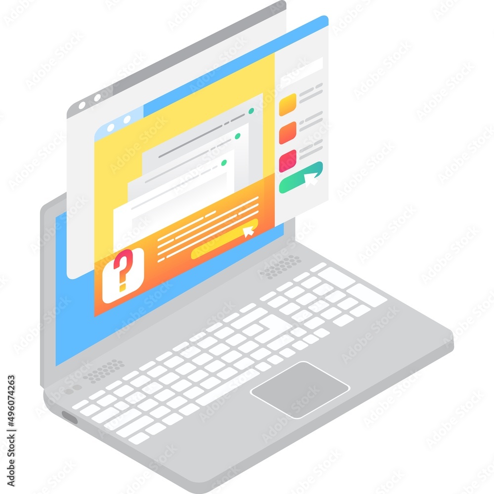 Aufkleber file document on laptop computer vector icon