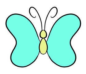 Nice digital illustration of the beautiful azure butterfly isolated on the white background. Digital design object