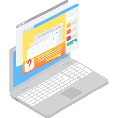 File document on laptop computer vector icon