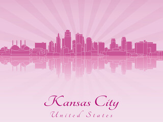 Kansas City skyline in purple radiant orchid