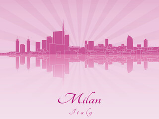 Obraz premium Milan skyline in purple radiant orchid