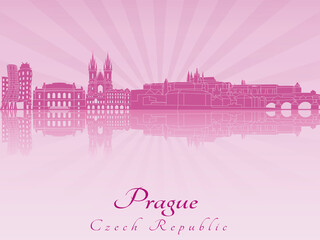 Prague skyline in purple radiant orchid