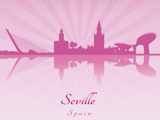 Seville skyline in purple radiant orchid