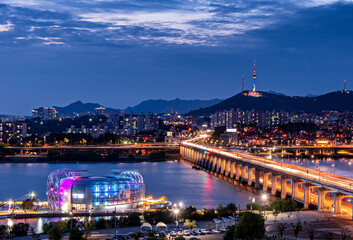 Fototapeta na wymiar view of the city at night, Seoul, South Korea.