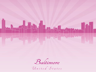 Obraz premium Baltimore skyline in purple radiant orchid