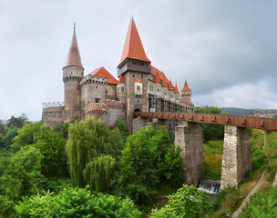 Fototapeta premium castle in the mountains - Corvin castle Hunedoara Romania